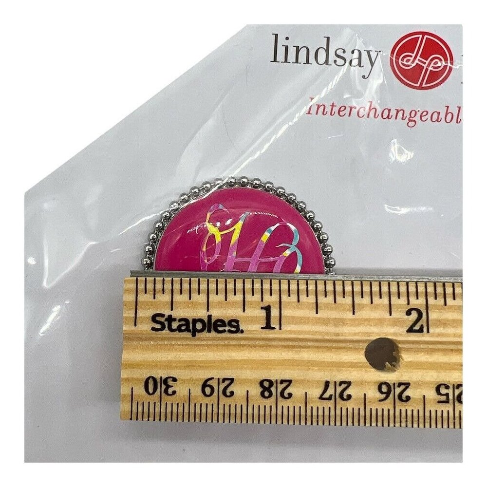 Lindsay Phillips Interchangeable Snaps Willow SNAP097 Monogram Pink - Picture 5 of 5